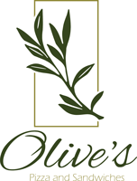 Olive's Pizza and Sandwiches logo with olive branch